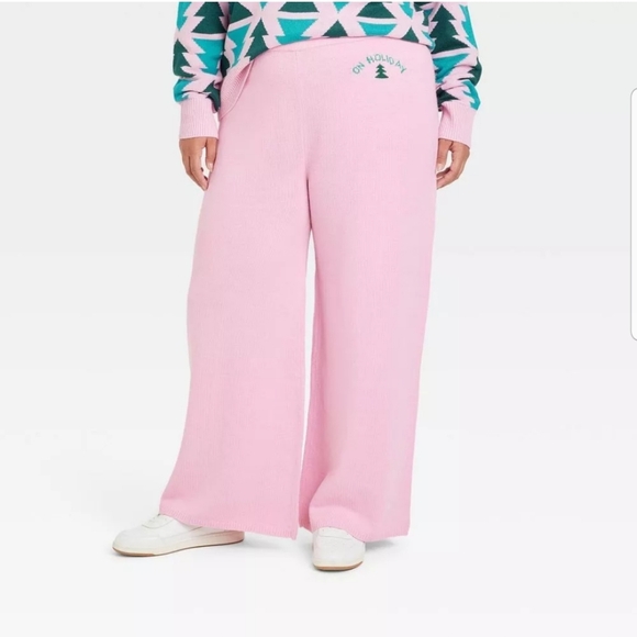 Women's On Holiday Graphic Sweater Pants - Pink XXL - Picture 1 of 4